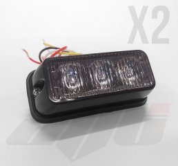 2 x Amber 3 LED Grille or Side Light Module 12v / 24v