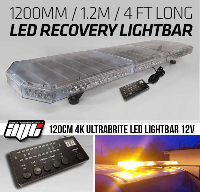 AVT 1200mm / 48" LED 24v Amber Strobe Recovery Light Bar