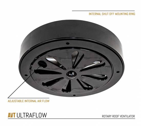 ULTRAFLOW Low Profile Spinning Van Roof Vent Air Extractor Ventilator BLACK