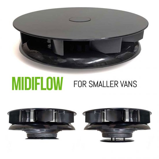 MIDIFLOW Low Profile Spinning Van Roof Vent Air Extractor Ventilator BLACK