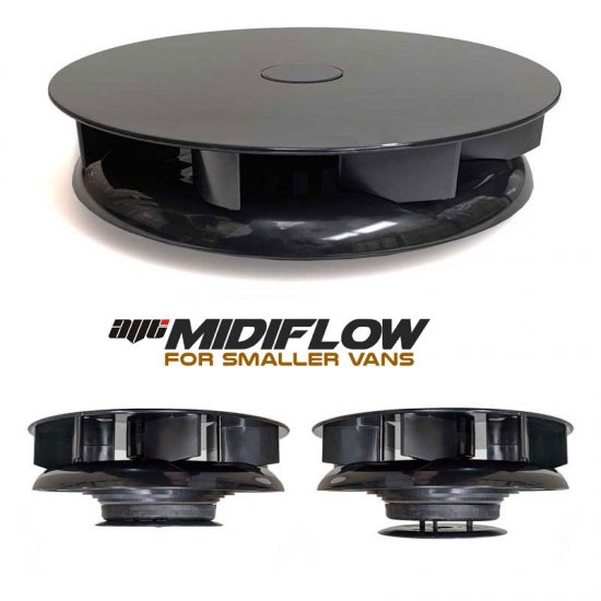 MIDIFLOW Low Profile Spinning Van Roof Vent Air Extractor Ventilator BLACK