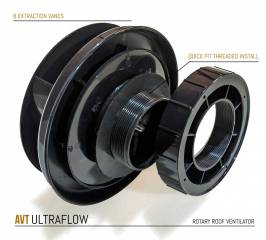 ULTRAFLOW Low Profile Spinning Van Roof Vent Air Extractor Ventilator BLACK