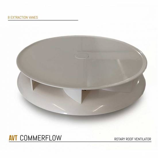 COMMERFLOW Low Profile TRUCK Spinning Van Roof Vent Air Extractor Ventilator WHITE