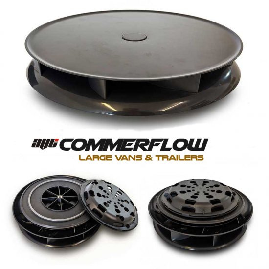 COMMERFLOW Low Profile TRUCK Spinning Van Roof Vent Air Extractor Ventilator BLACK