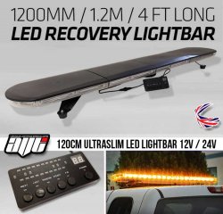 AVT UltraLow LED Amber Light Bar Strobe Beacon Recovery Warning - 120cm 1200mm 1.2m 48"