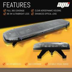 AVT 1200mm Slimline 47" LED Amber Recovery Light Bar & Controller