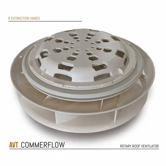 COMMERFLOW Low Profile TRUCK Spinning Van Roof Vent Air Extractor Ventilator WHITE