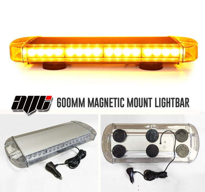 AVT 600mm / 24" LED 12v/24v MAGNETIC MOUNT Amber Recovery Light Bar - Click Image to Close