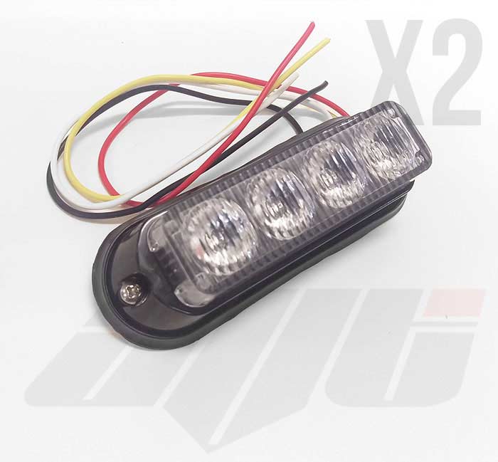 2 x Amber 4 LED Grill or Side Light Module 12v / 24v