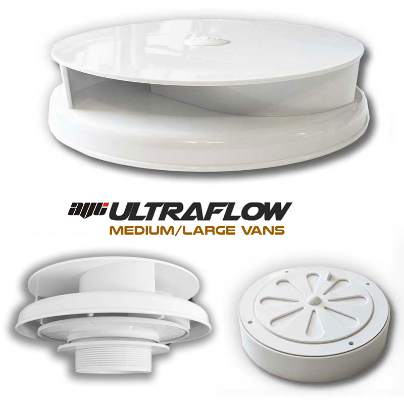 ULTRAFLOW Low Profile Spinning Van Roof Vent Air Extractor Ventilator WHITE