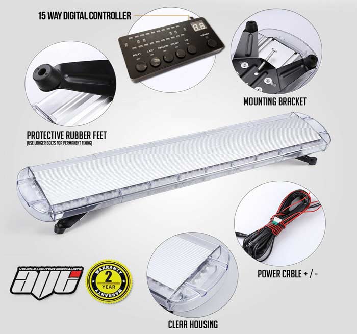 AVT 1200mm 47 LED 12v Amber Recovery Light Bar & Controller